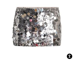 Guizio Low Rise Paillette Skirt in Silver
